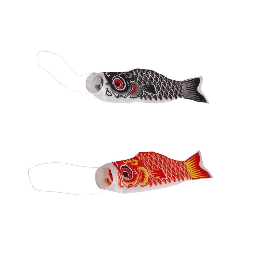 2Pieces 100cm Japanese Windsock Carp Flag Koi Nobori Sailfish Wind Streamer