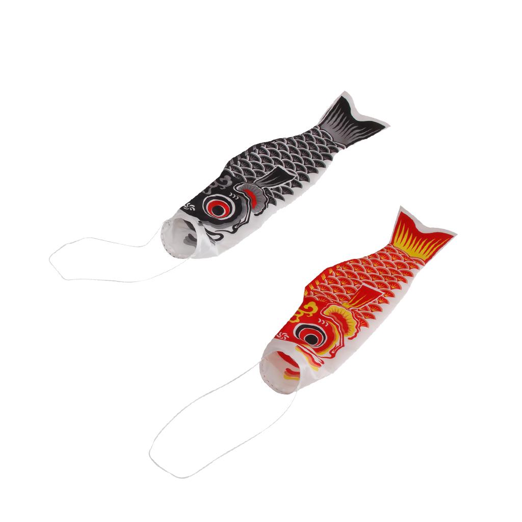 2Pieces 100cm Japanese Windsock Carp Flag Koi Nobori Sailfish Wind Streamer