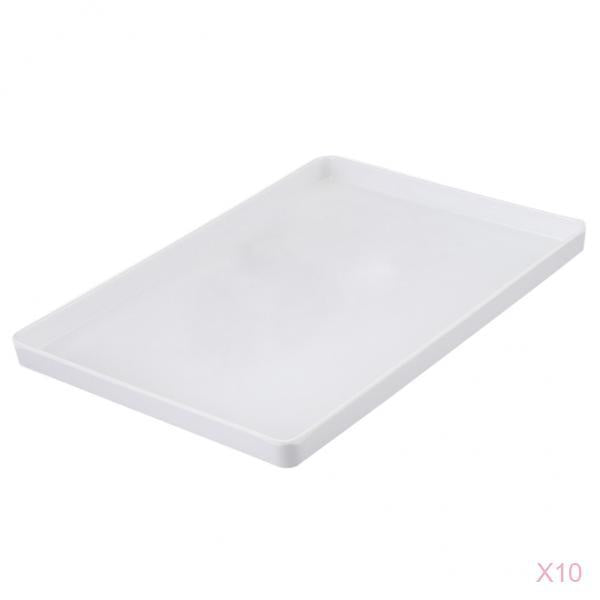 10pcs Melamine Hotel Serving Tray Dishes Cup Glass Cake Set White G 29x21cm