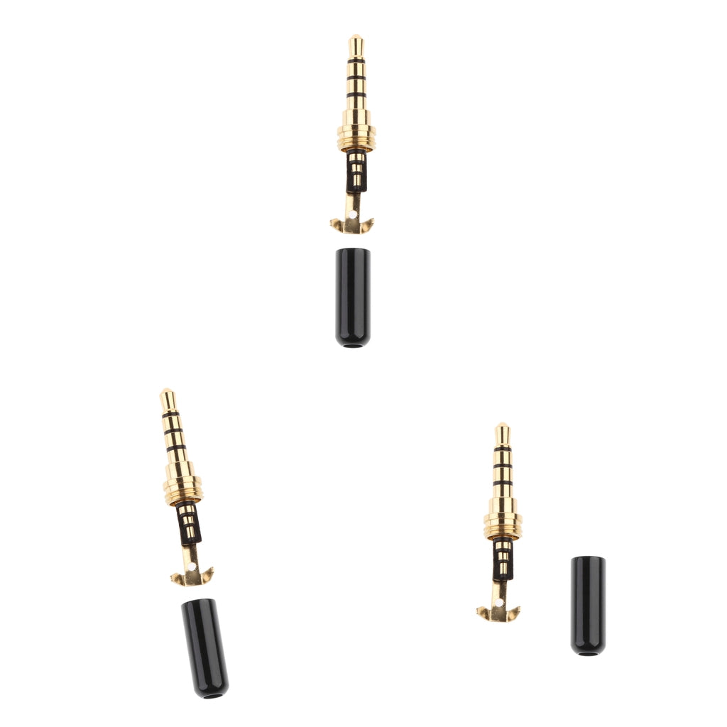 3 Piece Universal DIY 3.5mm Audio Plug Male Head for earphone Headset Black