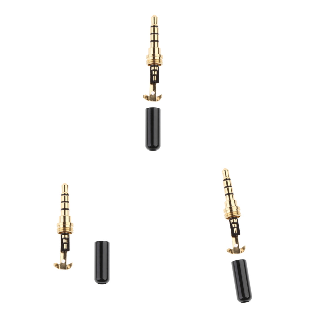 3 Piece Universal DIY 3.5mm Audio Plug Male Head for earphone Headset Black