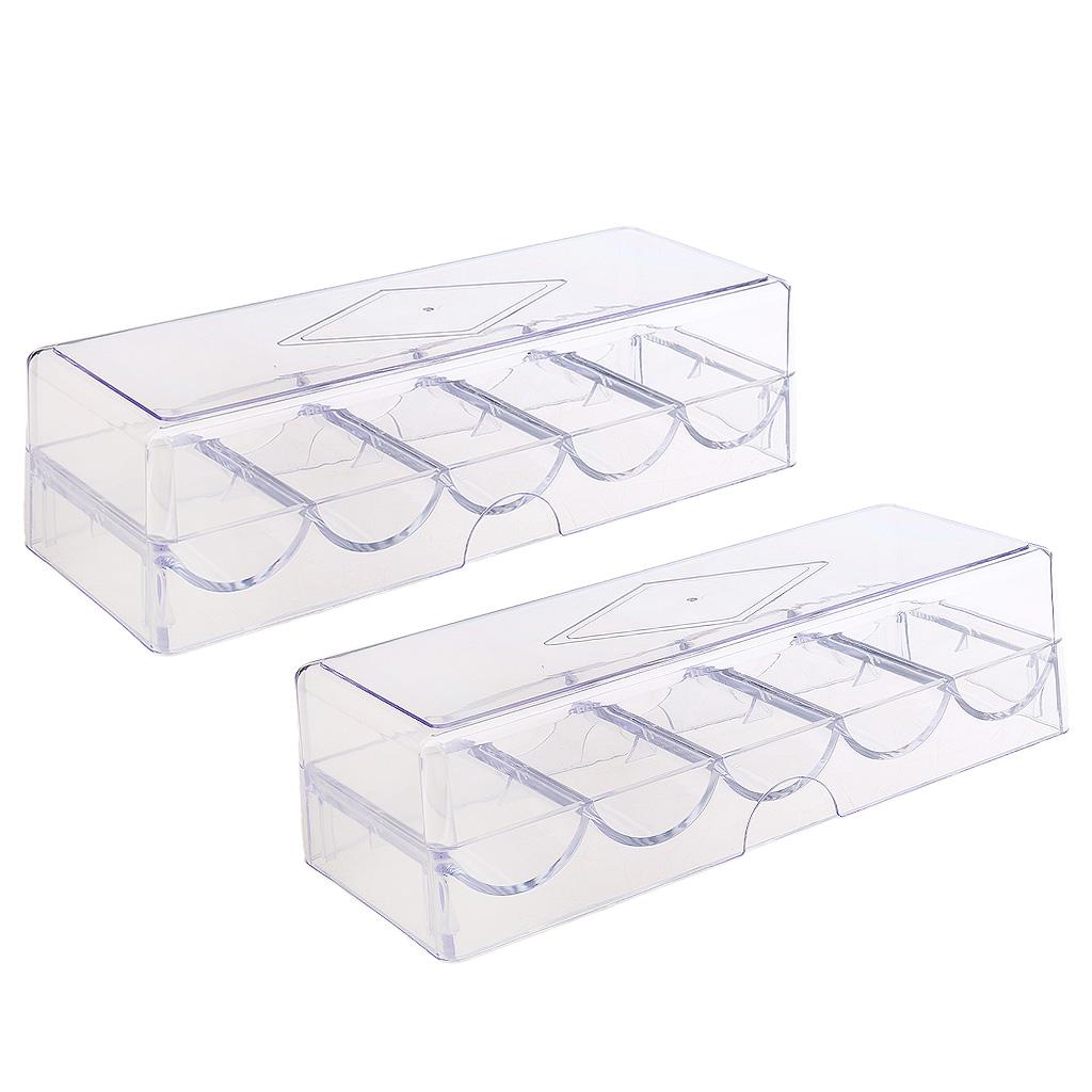 2pcs Acrylic Poker Game Chips Tray Storage Case for Party Home Casino Game