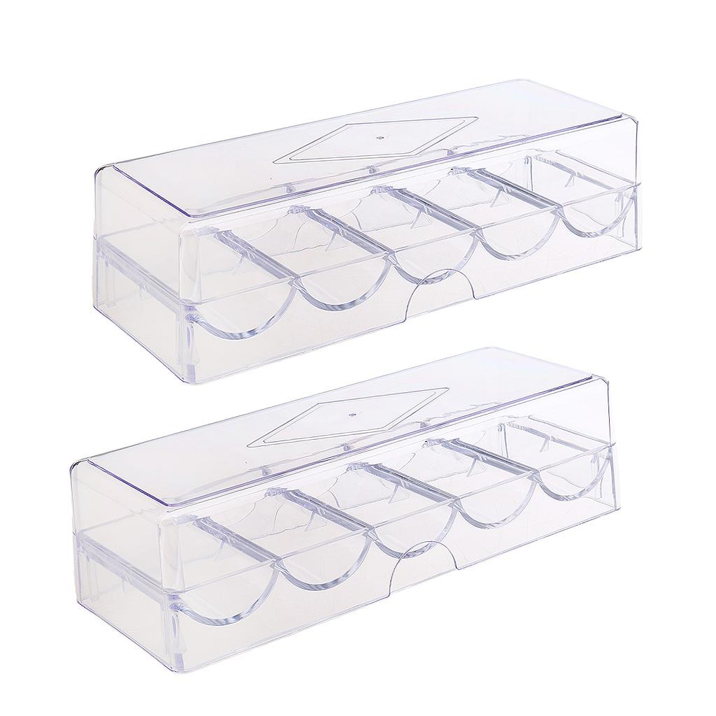 2pcs Acrylic Poker Game Chips Tray Storage Case for Party Home Casino Game