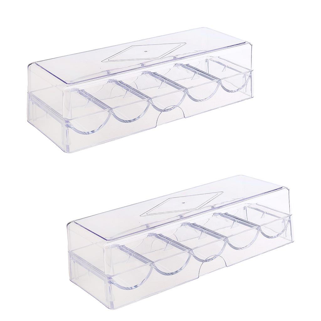 2pcs Acrylic Poker Game Chips Tray Storage Case for Party Home Casino Game