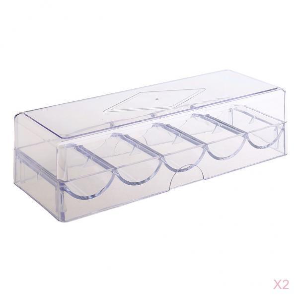 2pcs Acrylic Poker Game Chips Tray Storage Case for Party Home Casino Game
