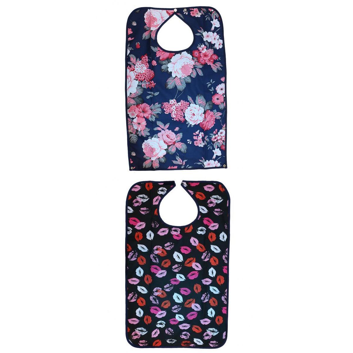 2 Pieces Reusable Bib Mealtime Cloth Protector Disability Aid Apron 1#