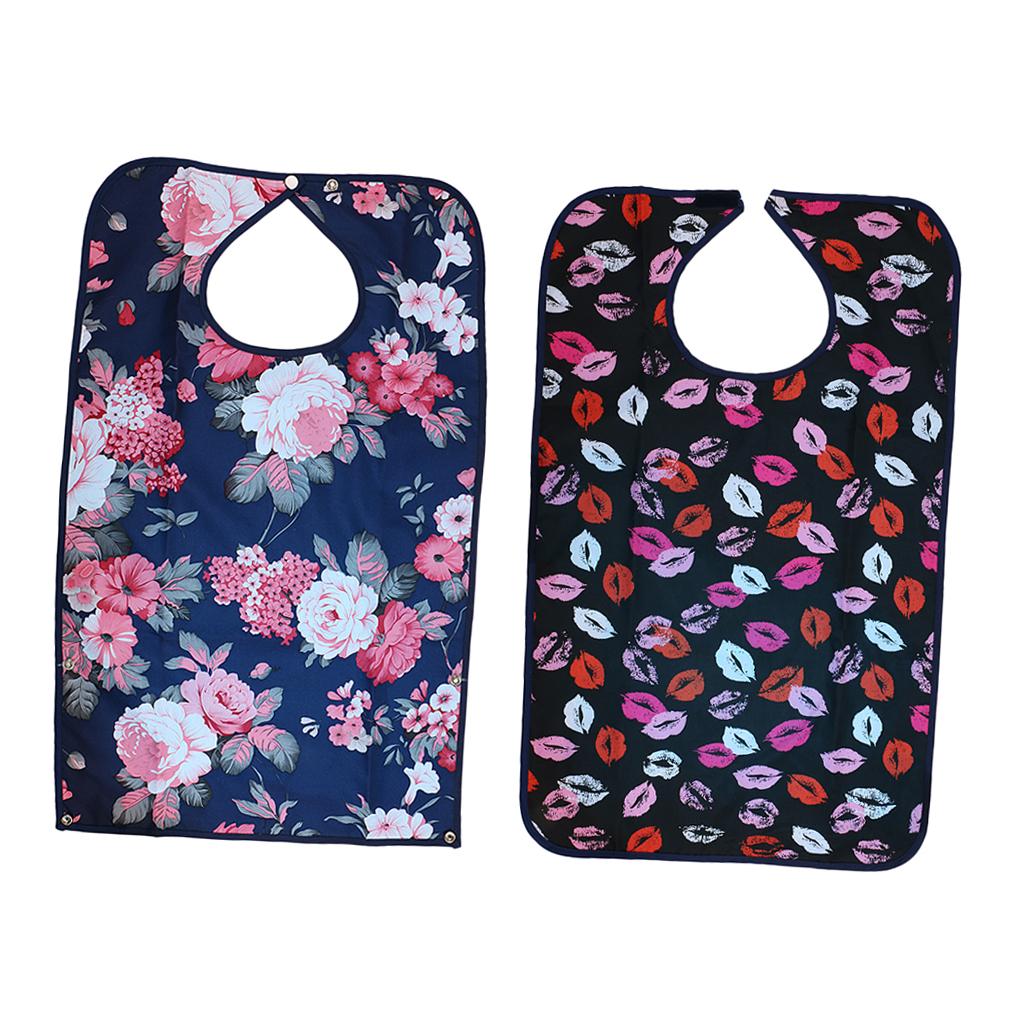 2 Pieces Reusable Bib Mealtime Cloth Protector Disability Aid Apron 1#