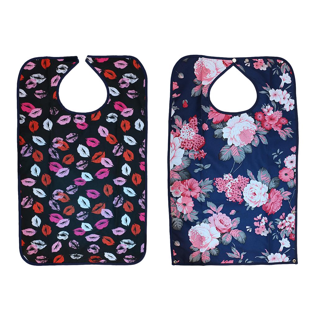 2 Pieces Reusable Bib Mealtime Cloth Protector Disability Aid Apron 1#