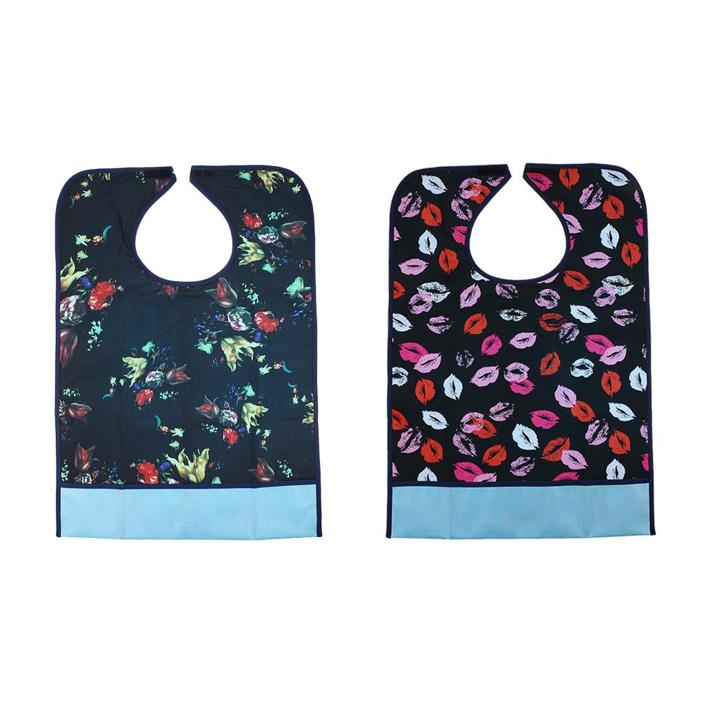 2 Pieces Reusable Adult Bib Mealtime Cloth Protector Disability Aid Apron 02
