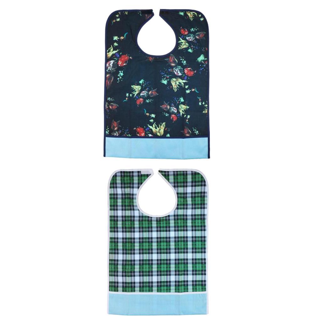 2 Pieces Reusable Adult Bib Mealtime Cloth Protector Disability Aid Apron 03
