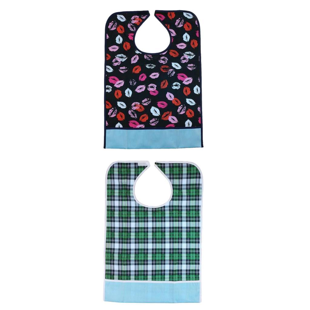 2 Pieces Reusable Adult Bib Mealtime Cloth Protector Disability Aid Apron 05