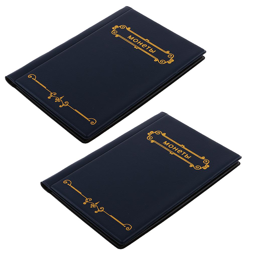 2pcs 120 Pockets 10 Page Coins Storage Album Penny Collecting Holder Books