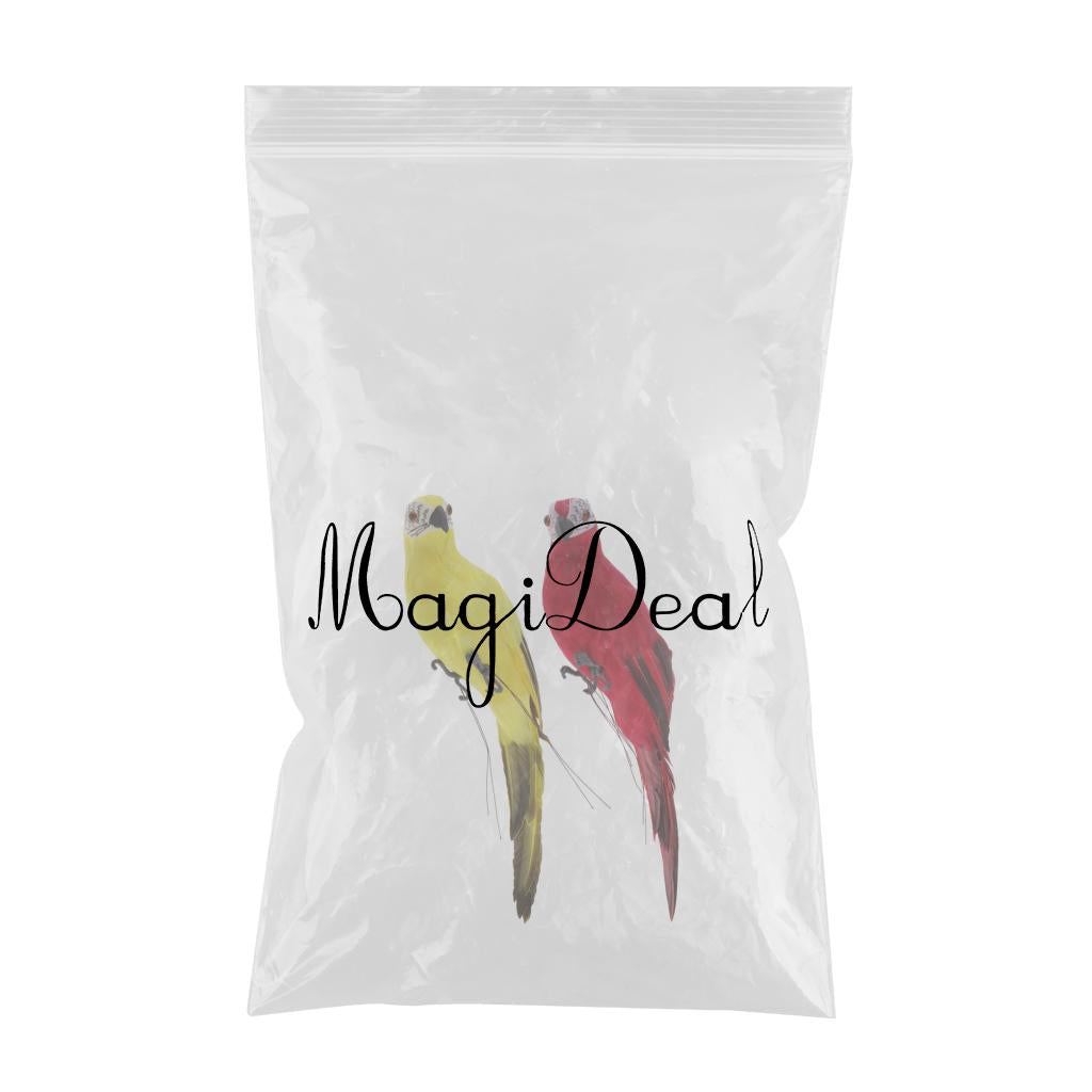 2x Realistic Parrot Artificial Feather Bird Animal Ornament Decor Red+Yellow