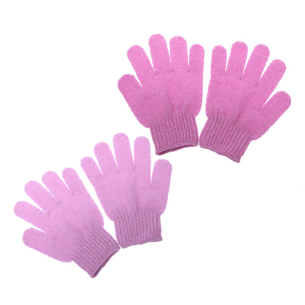 2 Pairs Exfoliating Bath Glove Shower Skin Care Scrubber Pads Rose Red Pink