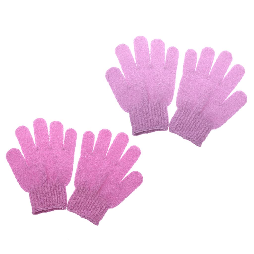 2 Pairs Exfoliating Bath Glove Shower Skin Care Scrubber Pads Rose Red Pink