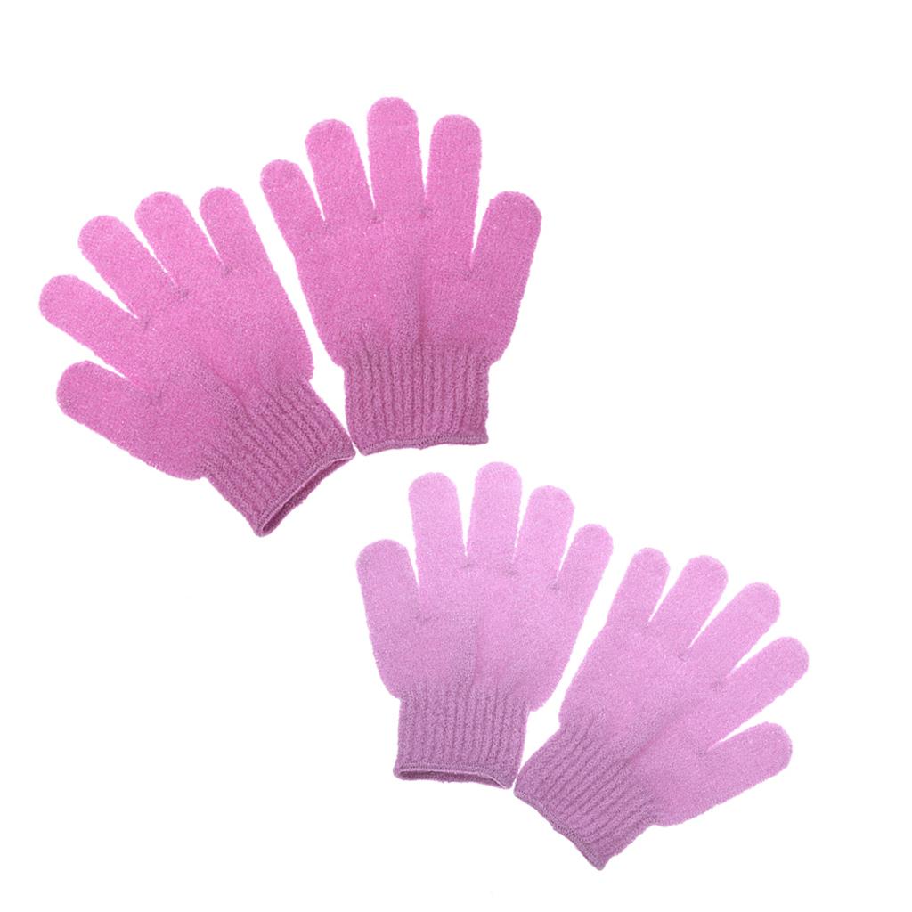 2 Pairs Exfoliating Bath Glove Shower Skin Care Scrubber Pads Rose Red Pink