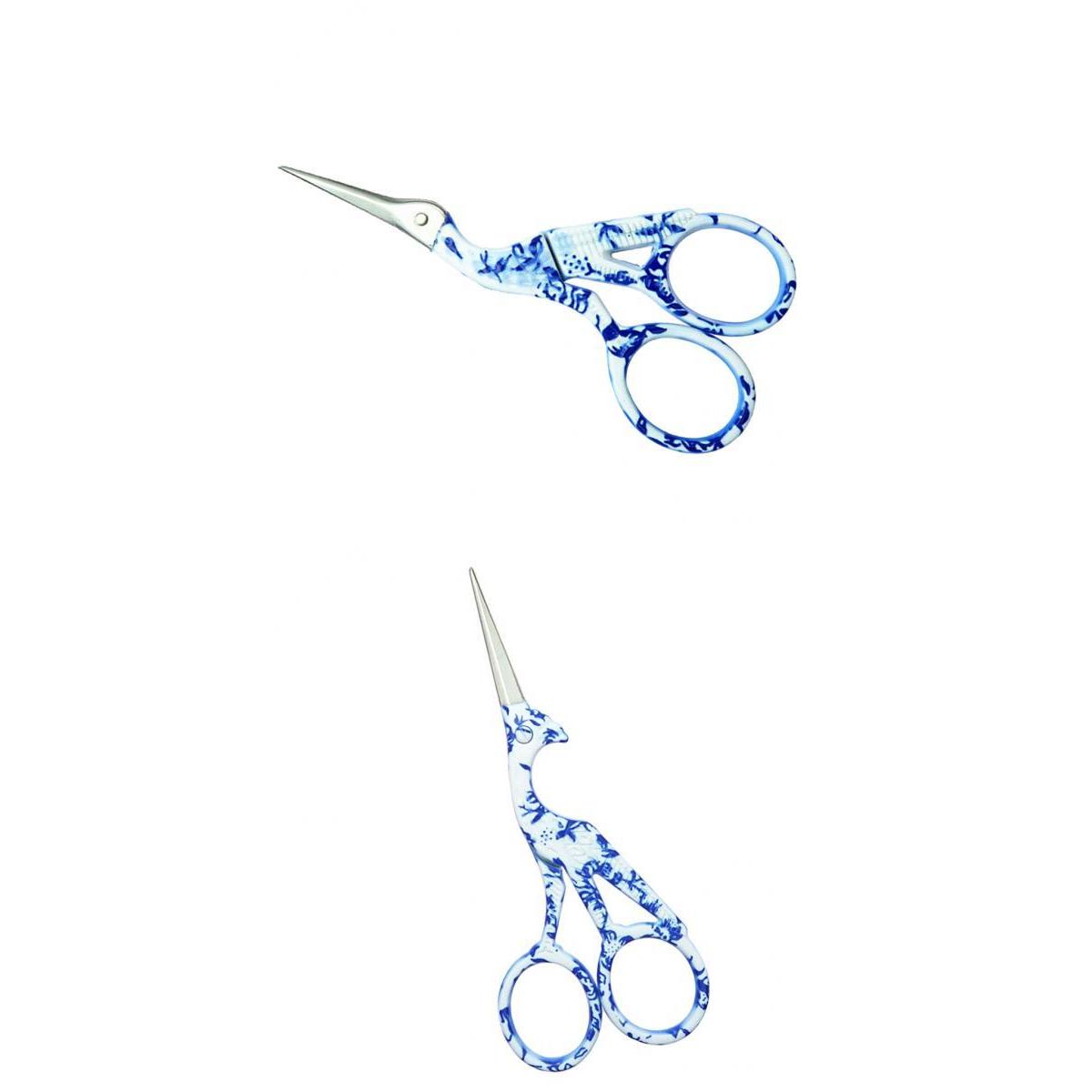 2Pcs Vintage Crane Shape Scissors Embroidery Shears Cross Stitch Tool Blue