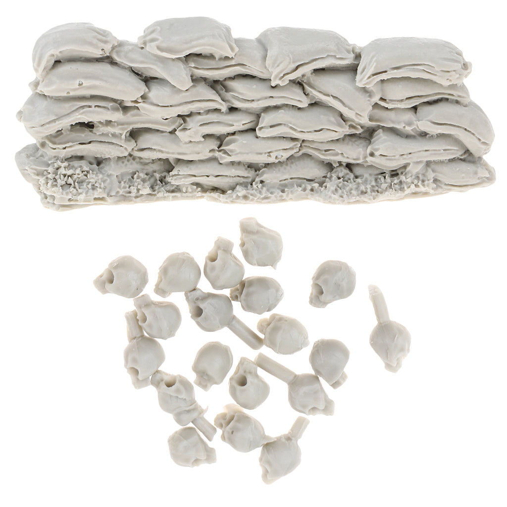 20 Pieces Resin Soldier Skull Resin Skeleton and 1/35 Resin Sandbag Wall Set