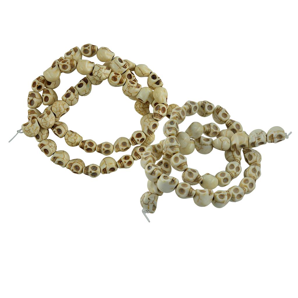 2Strands White Howlite Turquoise Carved Skull Spacer Bead Craft Accessories