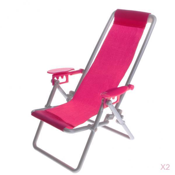 2 Set Plastic 1/6 Beach Deck Chair for Dollhouse Miniature Accessory