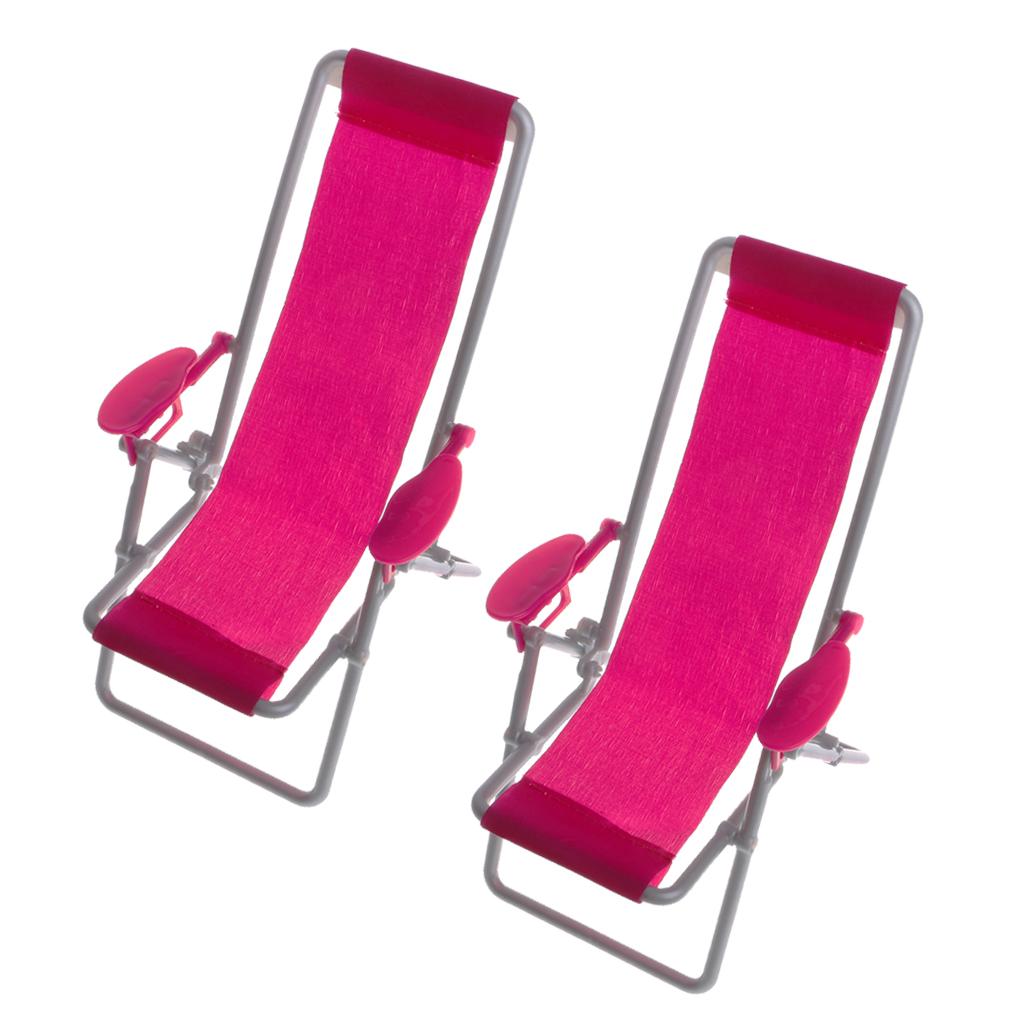 2 Set Plastic 1/6 Beach Deck Chair for Dollhouse Miniature Accessory