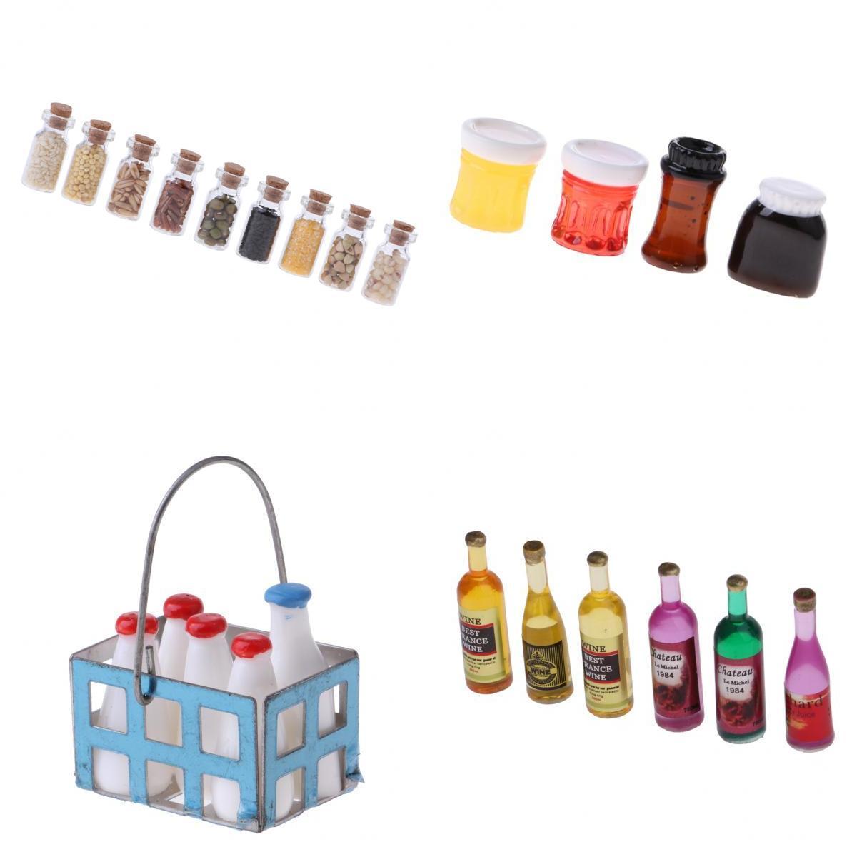 25 Pieces 1/12 Dollhouse Miniature Kitchen Foods Groceries Accessories Decor