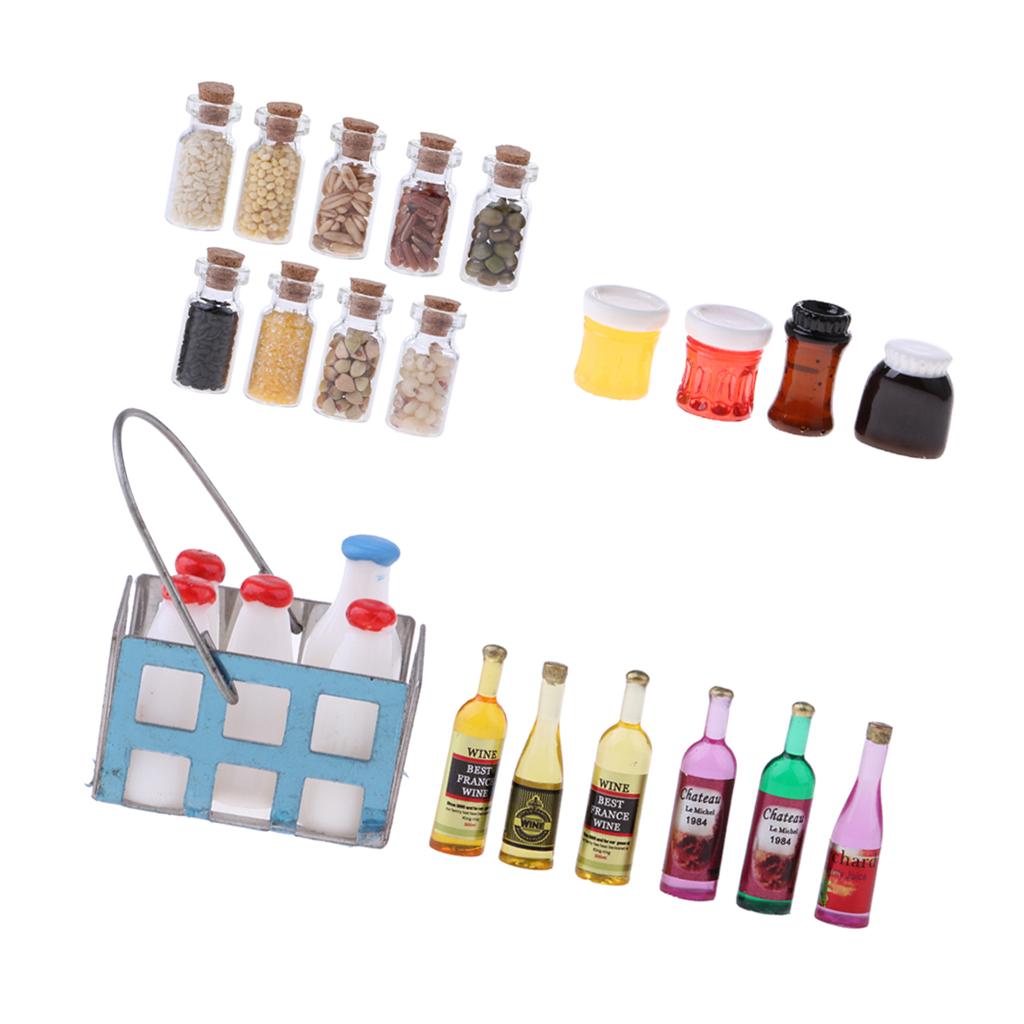 25 Pieces 1/12 Dollhouse Miniature Kitchen Foods Groceries Accessories Decor