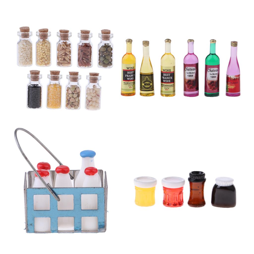 25 Pieces 1/12 Dollhouse Miniature Kitchen Foods Groceries Accessories Decor