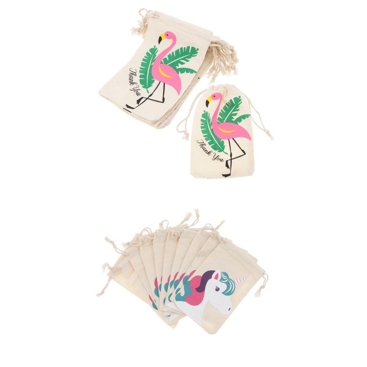 20pcs Set Flamingo Unicorn Thank you Cotton Jewelry Pouch Drawstring Bag