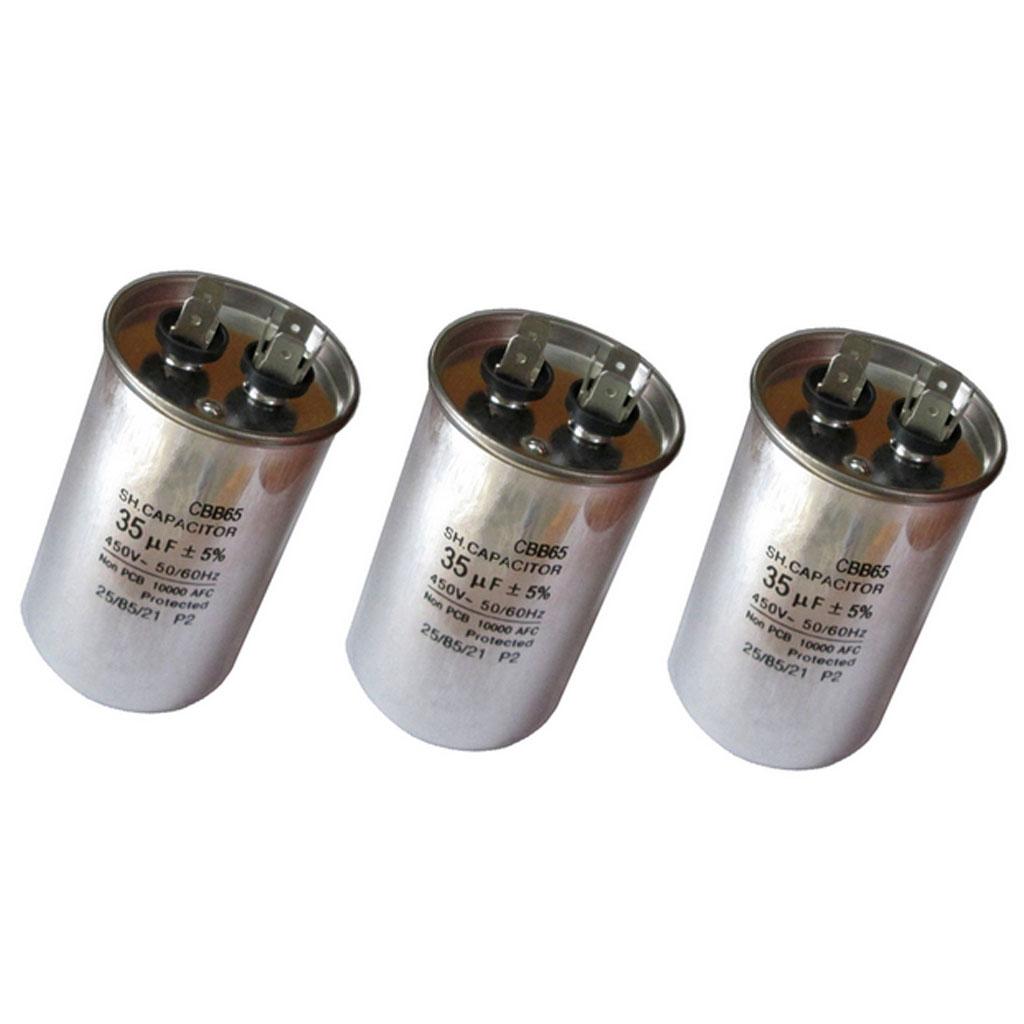 3Pcs 35UF 450V 50/60 Hz Universal Motor Start/Motor Run Capacitor WaterProof