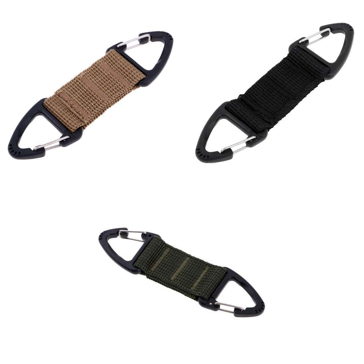 3 Pieces Outdoor Hiking Nylon Webbing Backpack Dual Ended Triangular Hooks