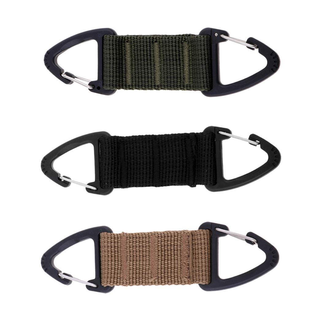 3 Pieces Outdoor Hiking Nylon Webbing Backpack Dual Ended Triangular Hooks