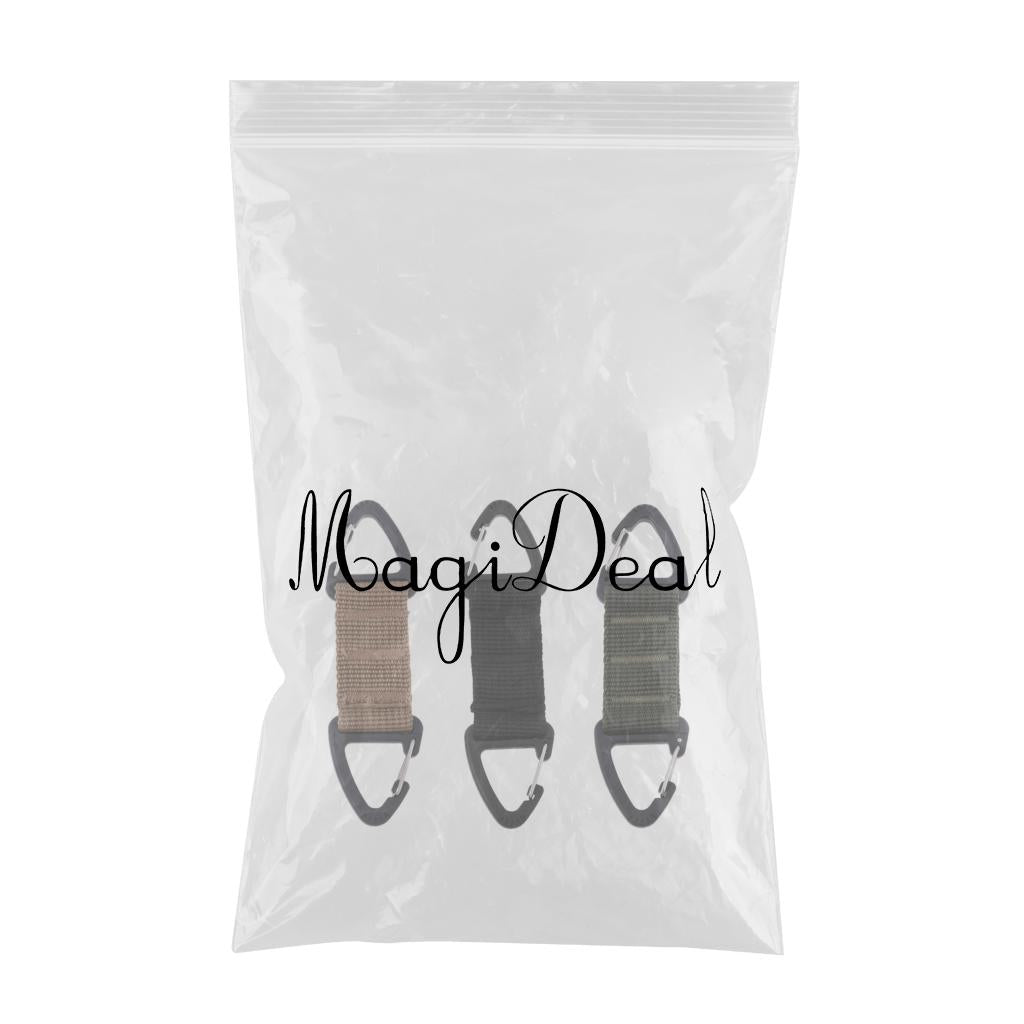 3 Pieces Outdoor Hiking Nylon Webbing Backpack Dual Ended Triangular Hooks