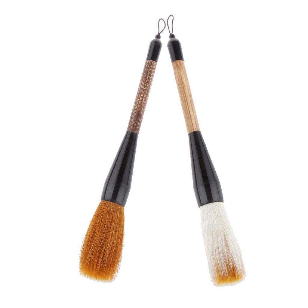 2x Wolf Goat Hair Short Bamboo Shaft Chinese Writing Brush Calligraphy Brush
