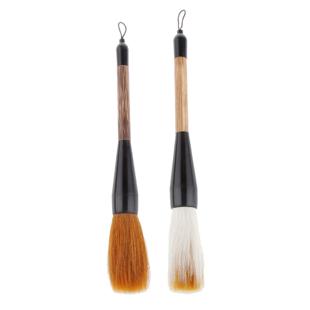 2x Wolf Goat Hair Short Bamboo Shaft Chinese Writing Brush Calligraphy Brush