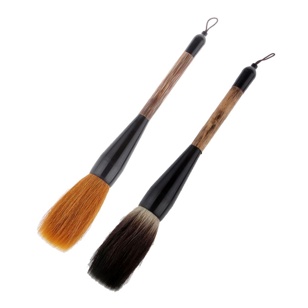 2Pcs Wolf Goat Hair Short Bamboo Shaft Writing Brush Calligraphy Brush