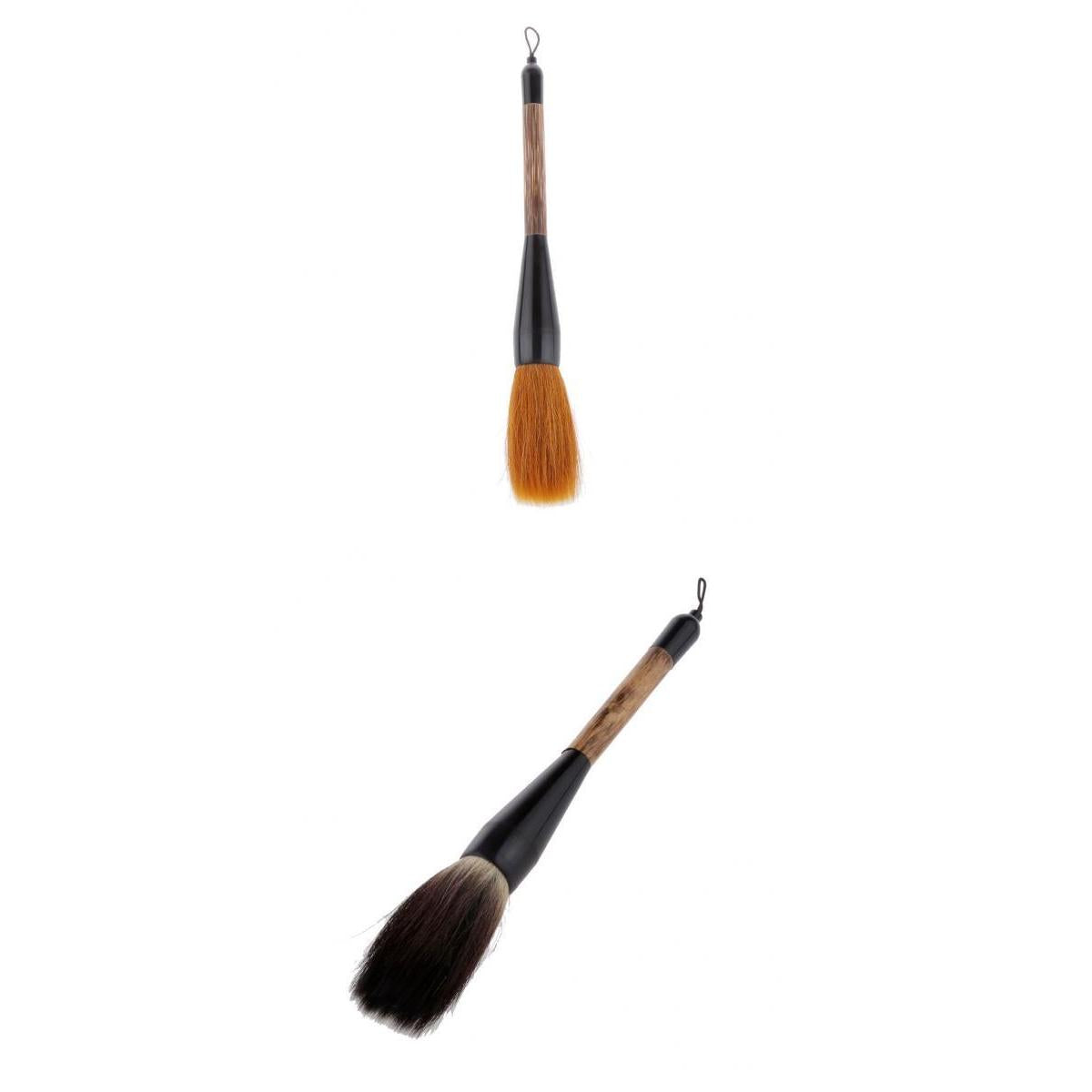 2Pcs Wolf Goat Hair Short Bamboo Shaft Writing Brush Calligraphy Brush