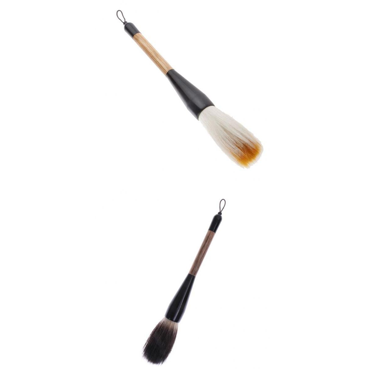 2Pcs Wolf Goat Hair Short Bamboo Shaft Chinese Writing Brush Painting Brush