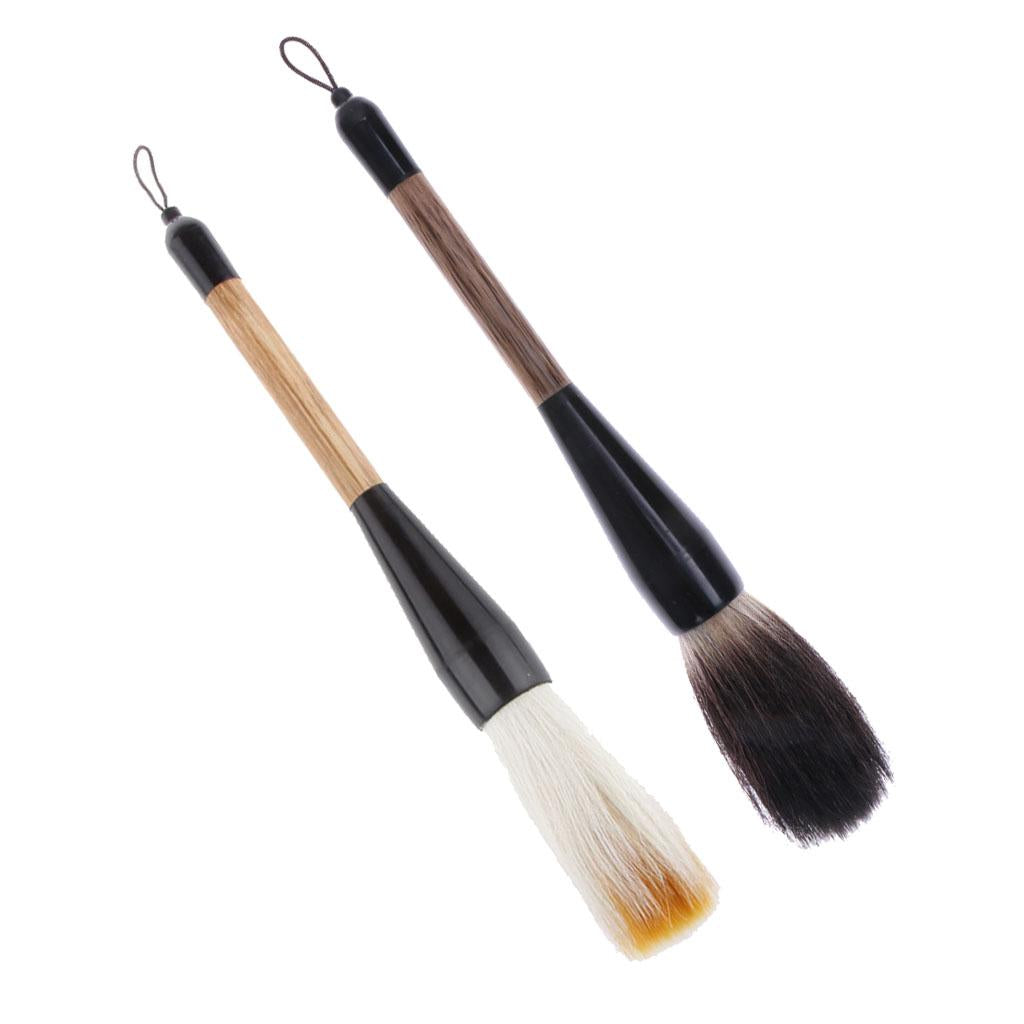 2Pcs Wolf Goat Hair Short Bamboo Shaft Chinese Writing Brush Painting Brush