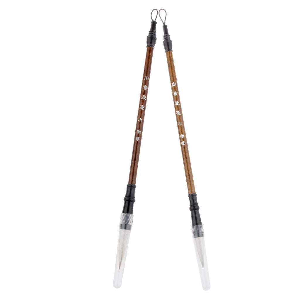 2Pcs Traditional Chinese Brush Ink Pen for Calligraphy Writing Tools S & L