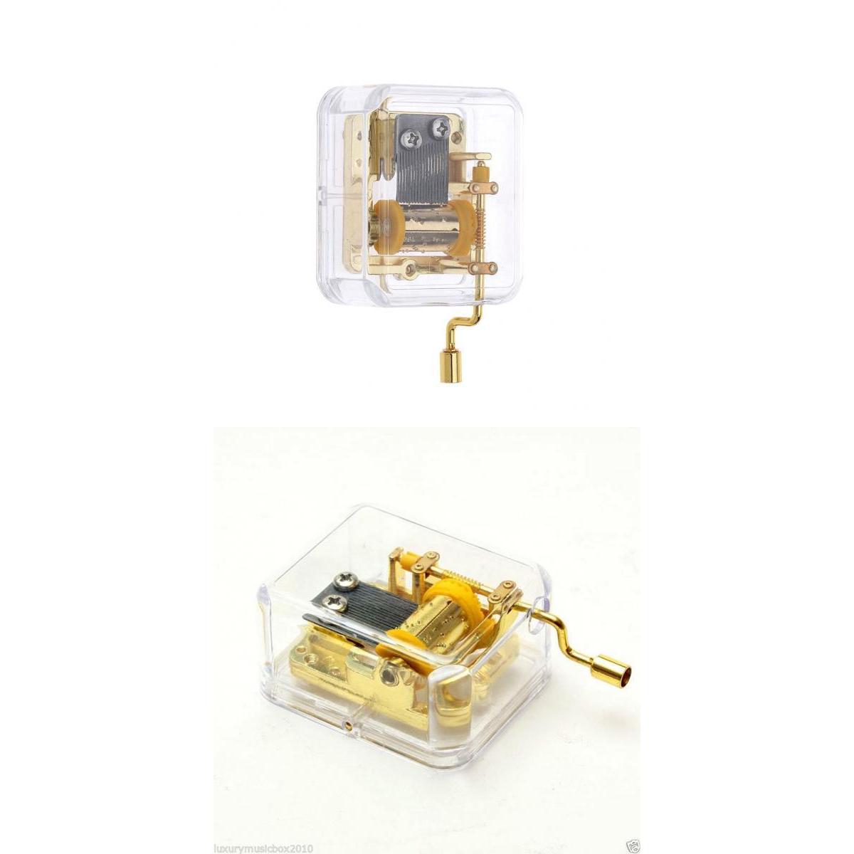 2pcs Hand Crank Music Box Movement Play Love Story & Edelweiss- Gold