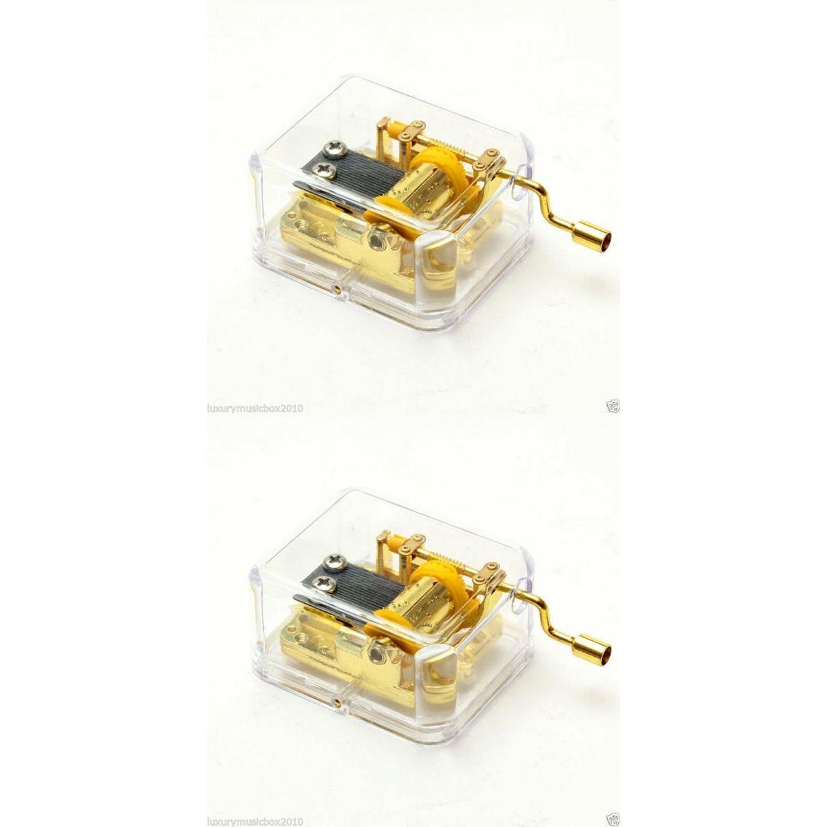 2pcs Hand Crank Music Box Movement Play For Elise & Edelweiss- Gold
