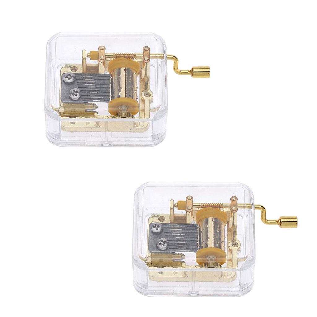 2pcs Hand Crank Music Box Movement Play For Elise & Edelweiss- Gold