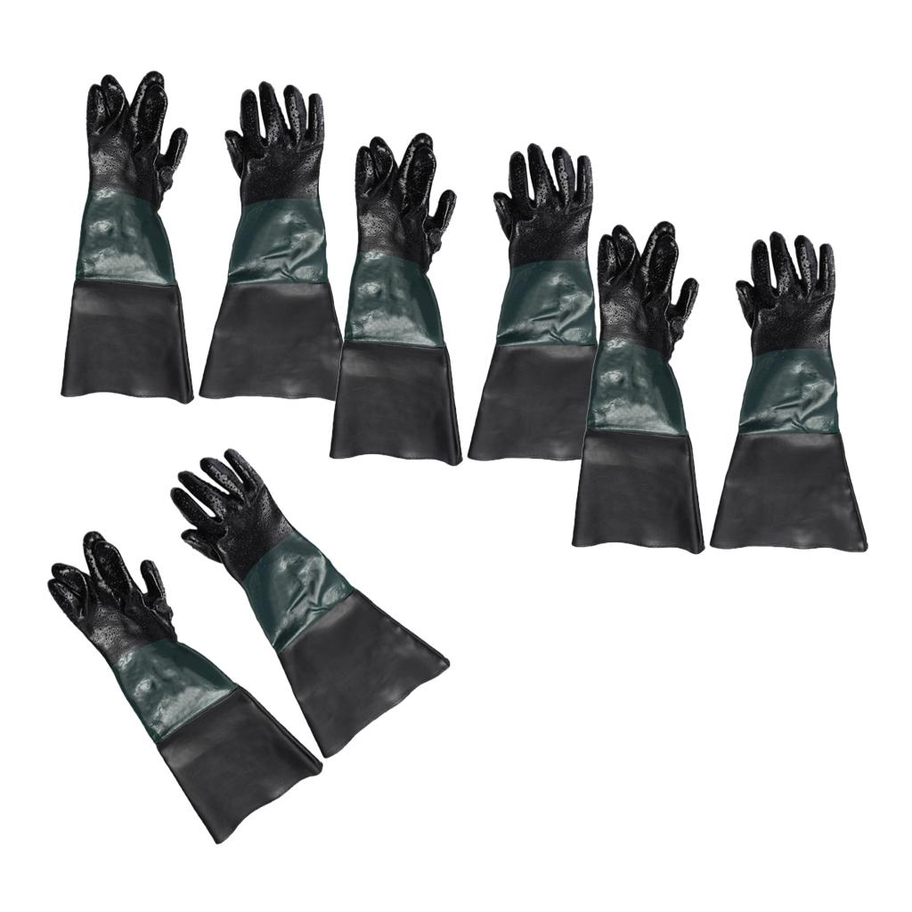 4 Pairs of 60cm Replacement Labour Protection Gloves For Sand Blasting