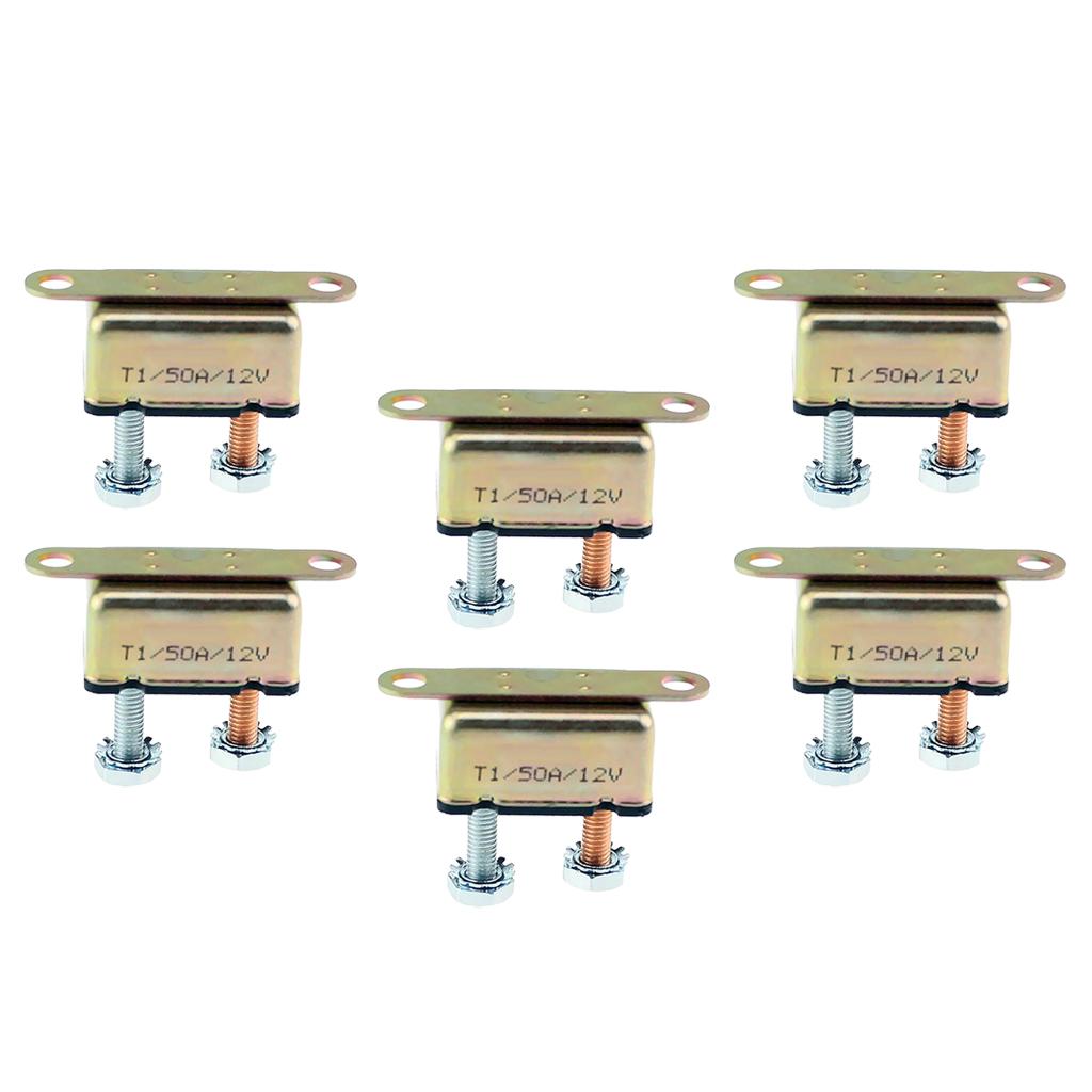 6Pcs Auto Reset Circuit Breaker 50 AMP 12-28V Fuse Dual Battery Car Caravan