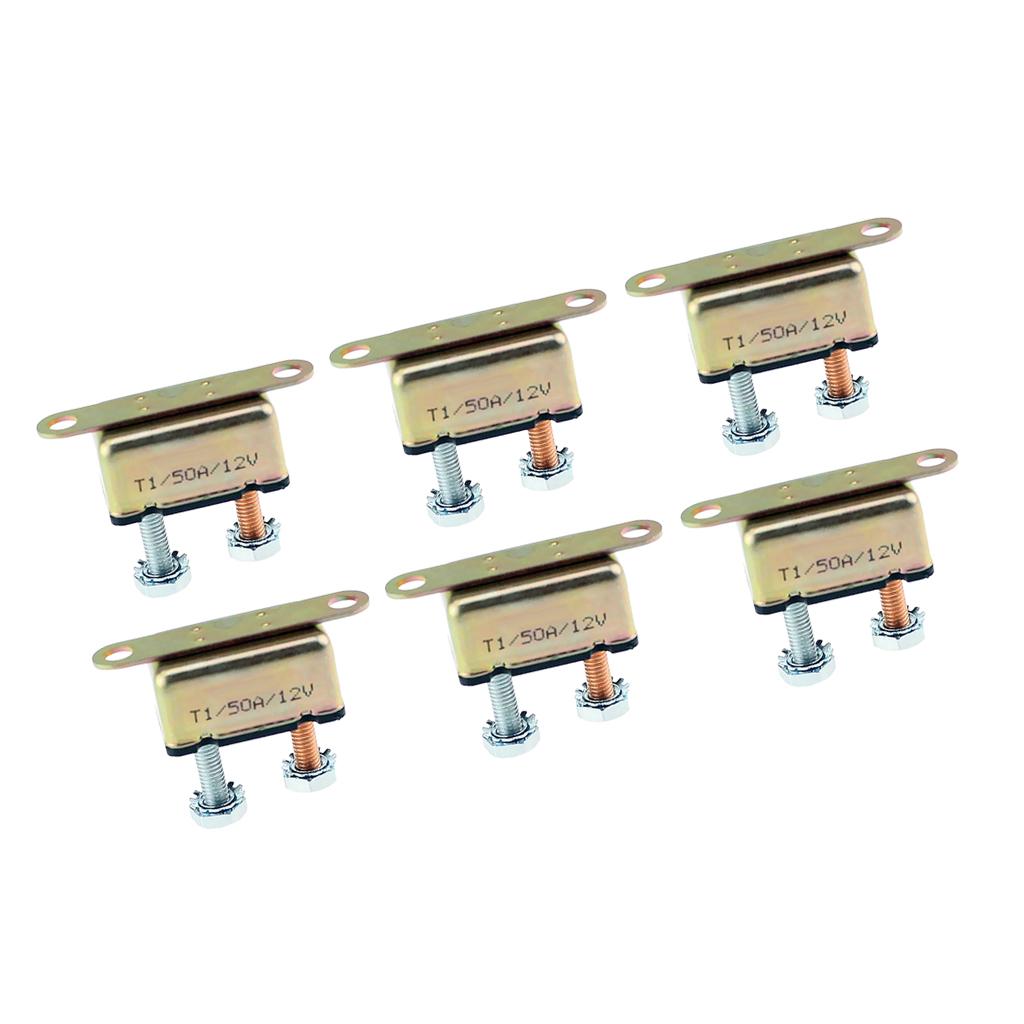 6Pcs Auto Reset Circuit Breaker 50 AMP 12-28V Fuse Dual Battery Car Caravan