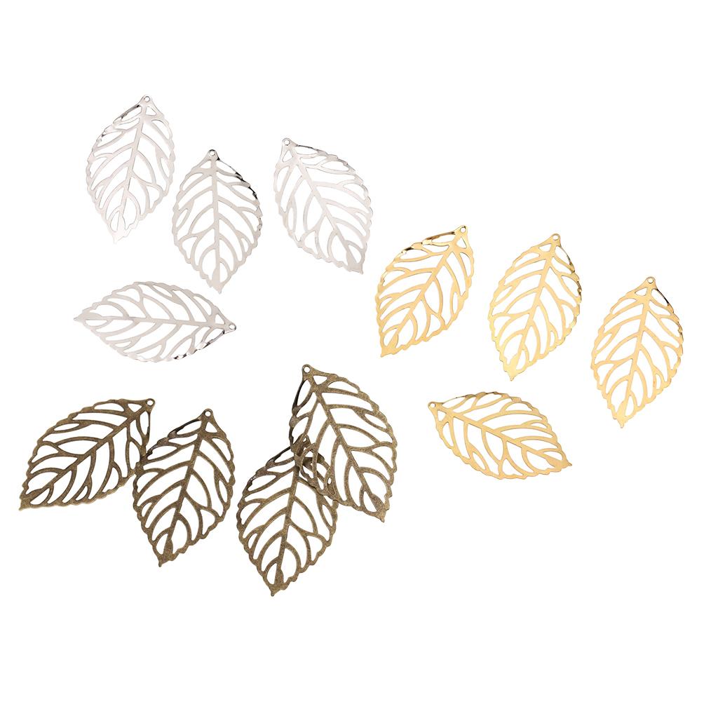 300 Pcs Mix Color Hollow Filigree Charms Leaf Pendant Jewelery Finding