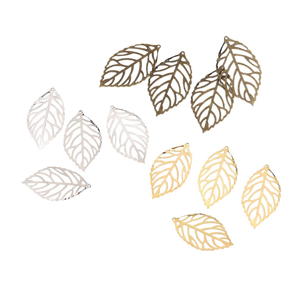 300 Pcs Mix Color Hollow Filigree Charms Leaf Pendant Jewelery Finding