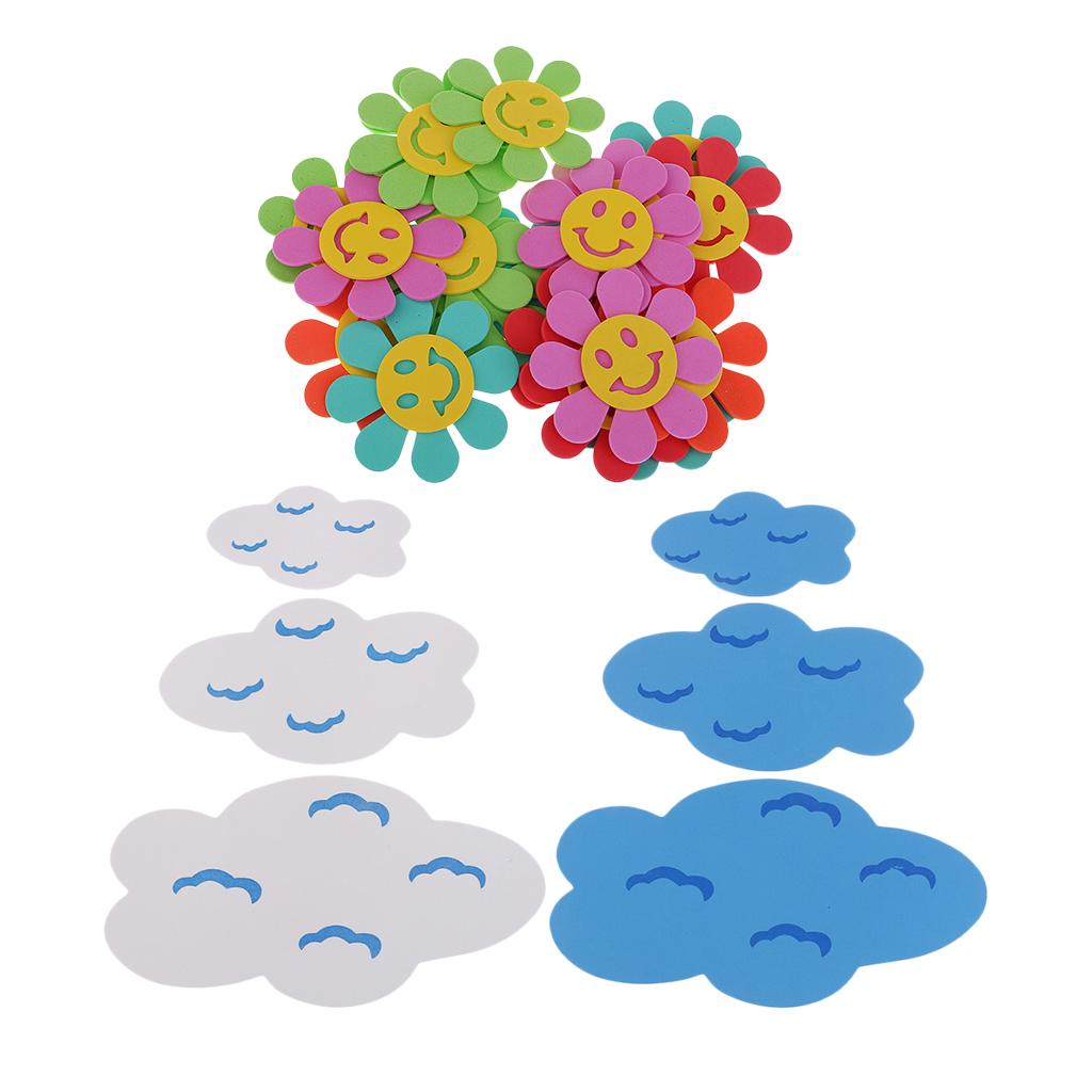 26Pcs Foam Cloud and Flower Wall Sticker for Kid Children's Room Decoration