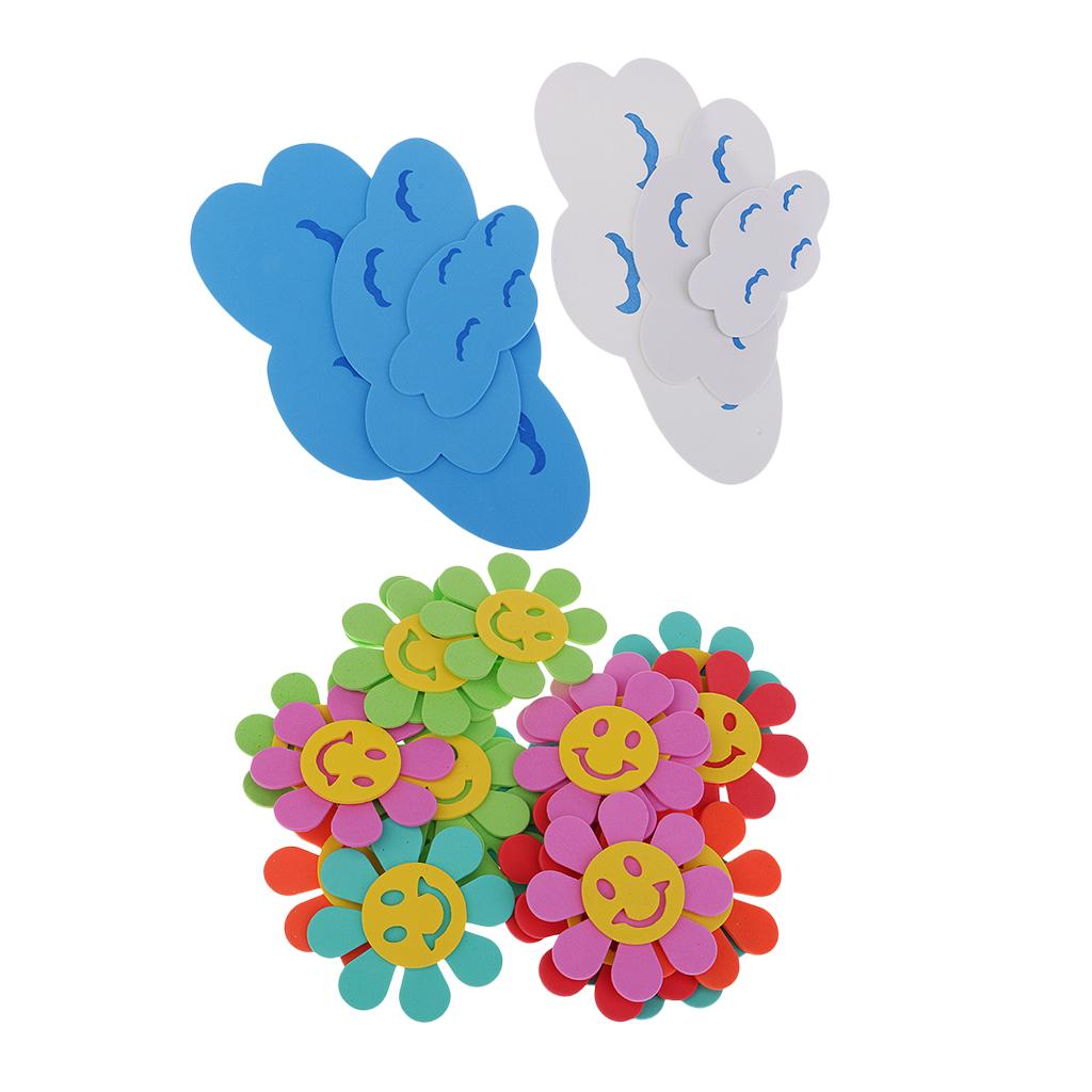 26Pcs Foam Cloud and Flower Wall Sticker for Kid Children's Room Decoration